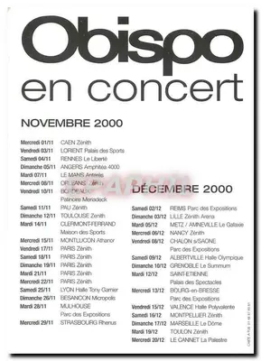 Obispo em concerto — novembro e dezembro de 2000 — Arachnée Productions — Verso