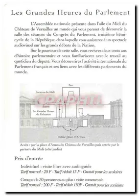 Sala do Congresso do Parlamento em Versailles — Museu das Grandes Horas do Parlamento — Assembléia Nacional — Verso
