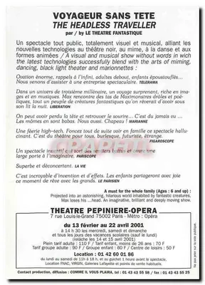 Bez głowy podróżnik — spektakl Teatru Pepinière-Opéra — autor Teatr Fantastyczny — Rewers