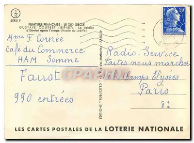 Falista w Étretat po burzy — Gustave Courbet (1819-1877) — Éditions de la Loterie Nationale — Rewers