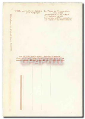 Virgem da Anunciação — Antenello de Messine (cerca de 1425-1479) — Les Éditions Nomis, Paris — Verso