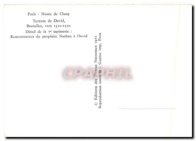 Tapeçaria de David — Detalhe da 7ª tapeçaria: Advertências do profeta Nathan a David — Edições dos Museus Nacionais, Paris 1971 — Verso