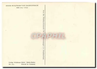Cavaleiro e moça — cena medieval — Verlag Woldemar Klein, N° 763 — Verso