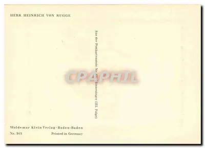 Herr Heinrich von Rugge — ilustracja średniowieczna — Woldemar Klein Verlag, Baden-Baden, N° 565 — Rewers