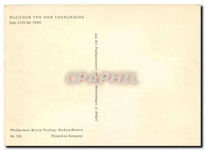 Walthéry de la Vogelweide — poeta minnesänger — Woldemar Klein Verlag, Baden-Baden, seria 761 — Rewers