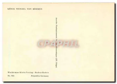 Wenzel von Böhmen — König von Böhmen — Woldemar Klein Verlag, Baden-Baden, Nr. 561 — Rückseite