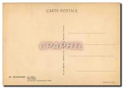 Fragonard - A Carta — Coleção Wildenstein, Paris — editor Beaulin & Cie, Mulhouse (França) — Verso