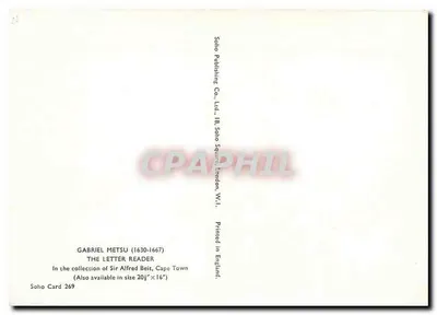 Gabriel Metsu — Die Gelesene Brief — Soho Publishing Co. Ltd. — Rückseite