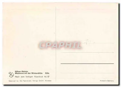 Madonna z kwiatem wickenblüte — Kölner Meister (wczesny okres XV wieku) — Piperdruck Nr. 87 — Rewers
