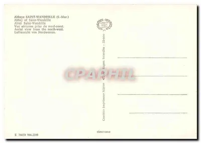 Abbaye Saint-Wandrille — widok z lotu ptaka z północy — wydawca Cambier Imprimeur — Rewers