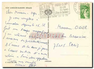 Lamalou-les-Bains — Estação termal ao pé do Monte d'Espineuse — editor não visível — Verso