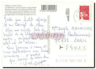 Corrèze - Het meer van Neuvic — Wit water en groene station — Edities Attractives — Achterkant
