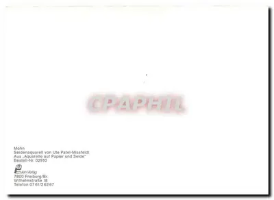 Poppies — aquarela sobre papel — editor Eulon Verlag, n° 02910 — Verso