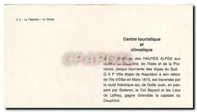 La Pépinière - O Museu — Centro turístico e climático — D 2 — Verso