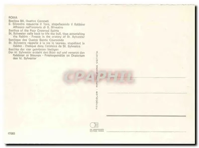 Basílica dos Quatro Santos Coroados — Afresco de São Silvestre ressuscitando o touro — Editor De Cristofaro, n° 17082 — Verso
