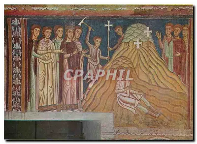Basílica dos SS. Quattro Coronati — Imperatriz Helena apontando a Cruz de Cristo entre as três encontradas no Golgotha — fresco no oratório de São Silvestre