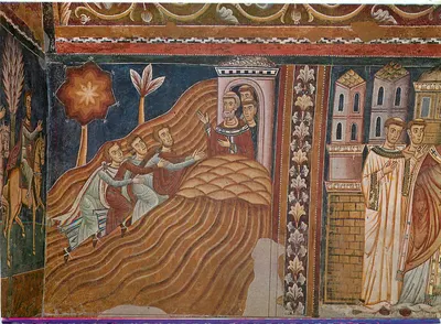 Basílica SS. Quattro Coronati — Afresco dos mensageiros convidando São Silvestre — De Cristofaro, Roma