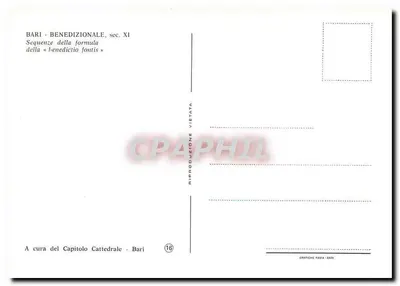 Bari - Benedyktyn, wiek XI — Sekwencja formuły « Benedicìtio fontis » — Grapfiche Favia - Bari, n°16 — Rewers