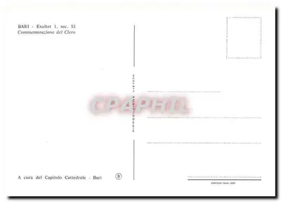 Bari - Exultet, pierwszy wiek XI — Komemoracja Kleru — Wydawca: Grapfiche Favia - Bari, nr 9 — Rewers