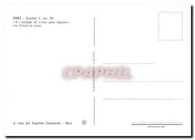 Bari - Exultet I, século XI — « V » inicial de « vere quia dignum » com Cristo no trono — n°5 — Verso
