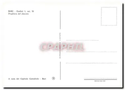 Bari - Exultet, wiek XI — Prêchière du diacre — Wydawca: Grafiche Fawis, Bari, nr 4 — Rewers