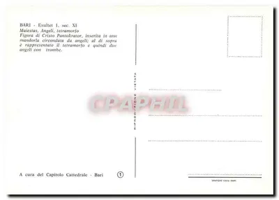 Bari - Exultet, 1er siècle XI — Obraz Chrystusa Pantokratora w mandorle, otoczony aniołami, z dwoma aniołami trzymającymi trąbki — A cura del Capitolo Cattedrale, Bari — Rewers