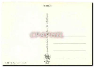 Genebra — Jet d'Eau — Éditions Helio, n° GE 4162 — Verso