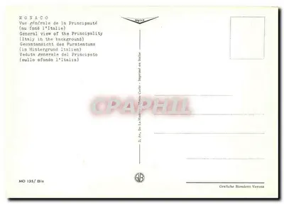 Mônaco — Vista geral da Principalidade (no fundo a Itália) — Topics, n° MO 135/Bis — Verso