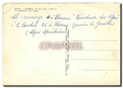 Thorenc (A.M.) — A Residência das Alpes — Editor: Les Éditions MAR, Nice — Verso