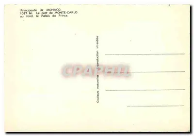 Monako - Port Monte-Carlo — Pałac Książęcy w tle — n° 1027 M — Rewers