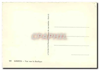 Lisieux — Vista para a Basílica — Editor: Arts Photomécaniques, 44, rue Letailleur, Paris — Verso