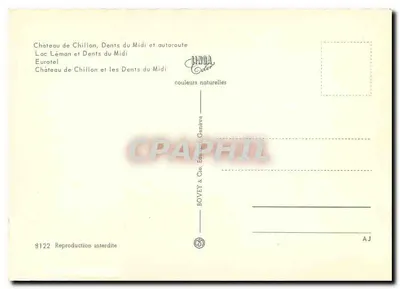 Montreux — widok panoramiczny z hotelu i łodzią — wydawca BOVEY & Cie, Genewa, nr 8122 — Rewers