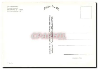 Toulouse — Souvenir de Toulouse — Édition de Luxe, n° 3.769 — Verso