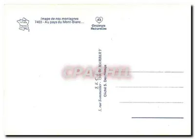 Pejzaż alpiski — Mont Blanc w tle — S.E. Cliché S. Deschamps — Rewers