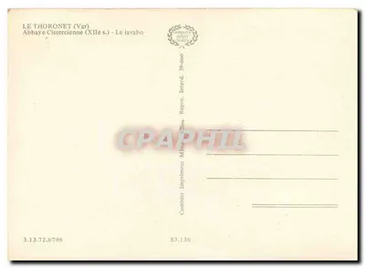 Le Thoronet (Var) — Abadia Cisterciense (século XI) — O lavatório — Impressor Combler — Verso