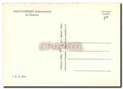 Azay-le-Rideau (Indre-et-Loire) — O Castelo — Éditions d'Art, Paris — Verso