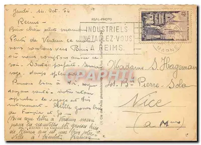 Reims - Katedra Najświętszej Panny Marii — widok z powietrza — Cie des Arts Photomécaniques, n°203 — Rewers
