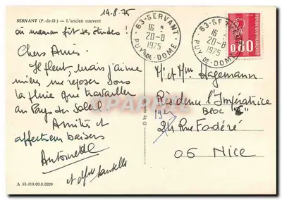 Servant (P.-de-D.) — O antigo convento — editor A 63.419.00.0209 — Verso