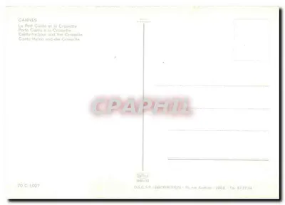 Cannes — O Porto de Canto e a Croisette — D.S.C.A.R. - Distribuição, 15 rue Antidrioli - Nice — Verso
