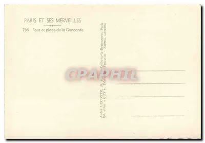 Paryż i jego cuda — Most i plac Concordii — Éd. André Leconte, Paryż — Rewers