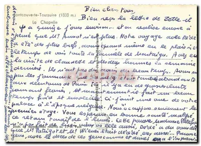 Kaplica Montcouverte-Toussuire (1800 m) — wydawca: S.P.A. Paris, numer serii nie widoczny — Rewers