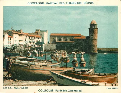 Collioire (Pirineus-Orientais) — Porto com torre e barcos — Foto Feher