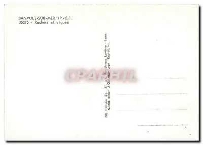 Banyuls-sur-Mer — Skaliste wybrzeże i fale — Wydawnictwo J. Cellard, Lyon, nr 35275 — Rewers