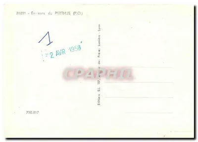 Okrągły Perthus (P.O.) — widok panoramiczny doliny i gór — Wydawnictwo Braci Lumière, Lyon, nr 36881 — Rewers