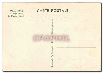 Deauville — 'A Praia das Flores' — O Casino, à noite — Fotografia W. Venneman — Verso