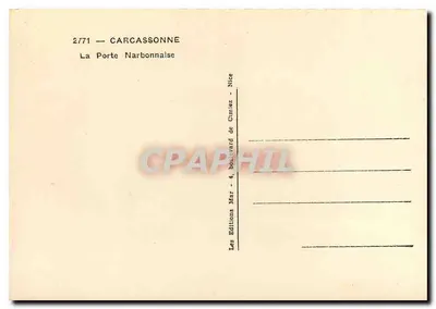Carcassonne — A Porta Narbonnese — Éditions Cimiez de Gimiez — Verso