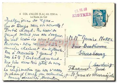 Col d'Allos (B.A.) — Estrada do Col — Editor CASA, Epicerie Beauvizer - 105 — Verso