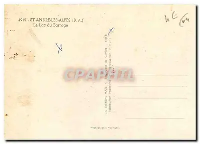 Jezioro z zapory — Saint-André-les-Alpes — Éditions de Gimiez — Rewers