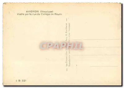 Awinion (Vaucluse) — Stara brama ulicy du Collège de Roure — Wydawnictwo Sztuki 'Vaucluse', Paryż — Rewers