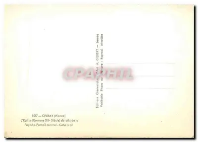 Civray (Vienne) — Portal central lado direito — Igreja romana século XII — Éditions Charentaises d'Art A. Gilbert — Verso